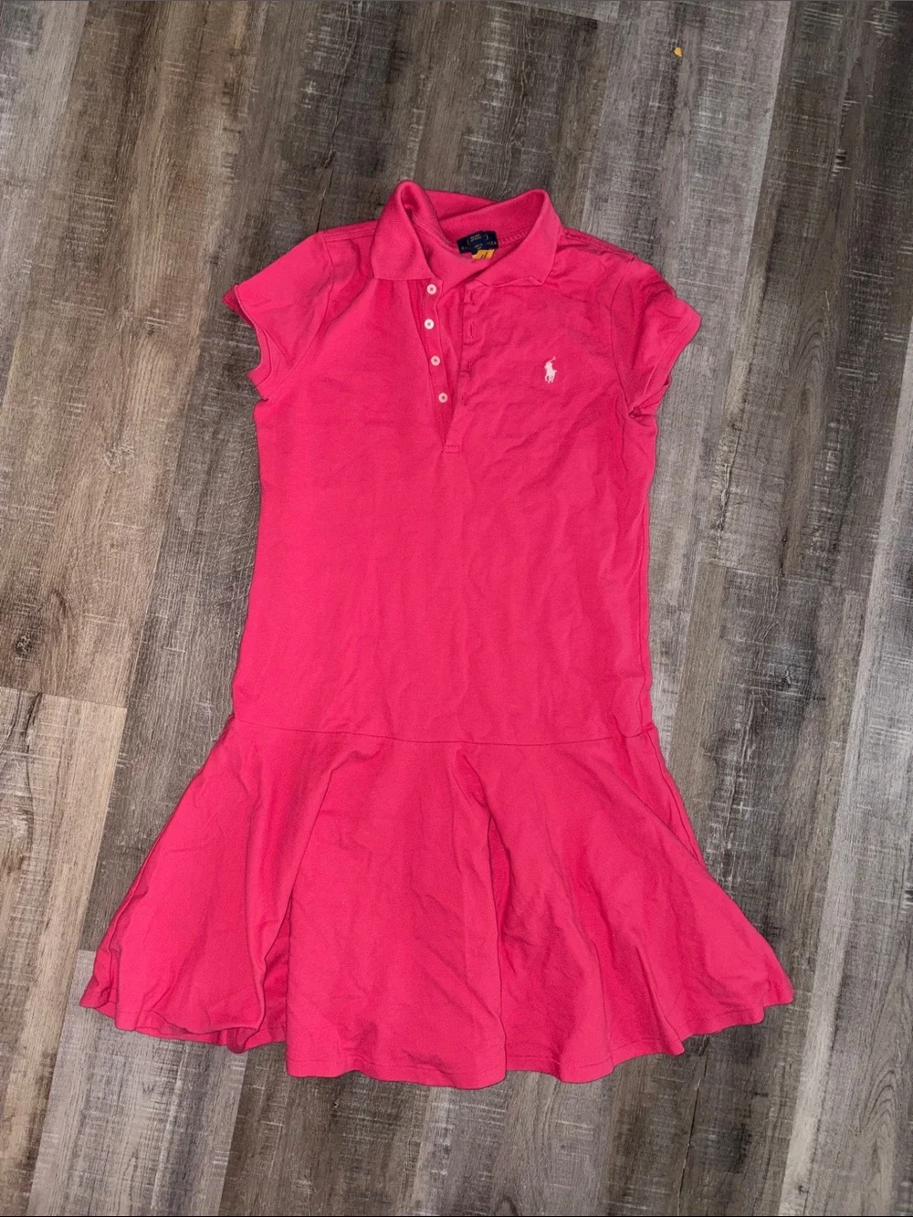 Ralph Lauren Hot Pink Polo Drop-Waist Mini Dress
